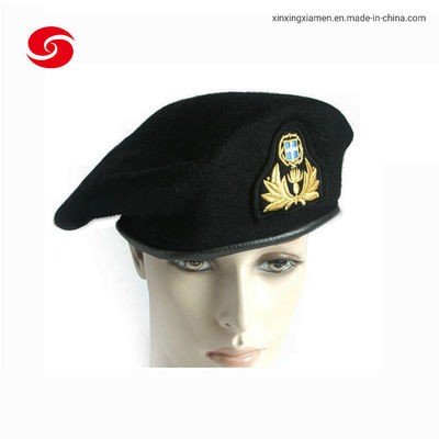 Wool Army Beret Cotton Lining Military Cap Beret with Badge