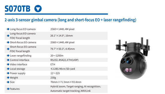 Lightweight EO IR camera payload